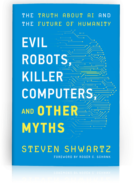 book cover for evil robots, killer computers, and other myths